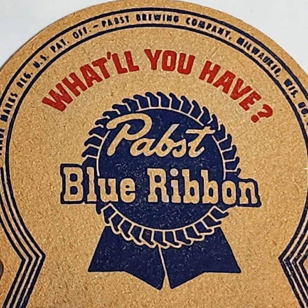 Pabst Blue Ribbon Beer Coasters Two What'll You Have Brewery Pub Tavern Vintage